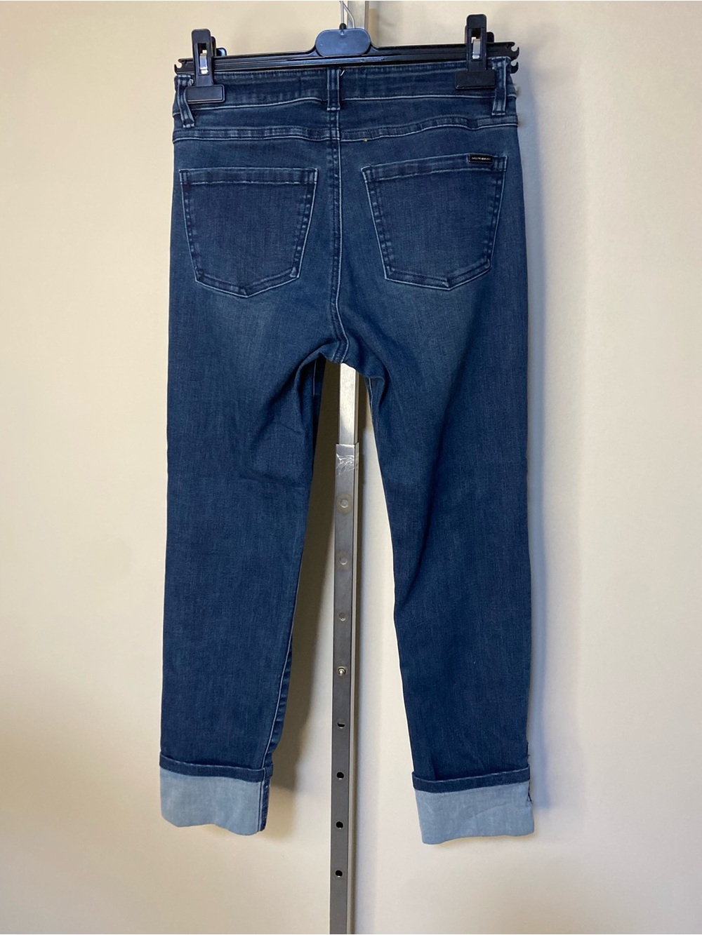 Joseph Ribkoff Dark Blue Straight Leg Jeans with Rhinestone Chain Cuff - Picture 3 of 7
